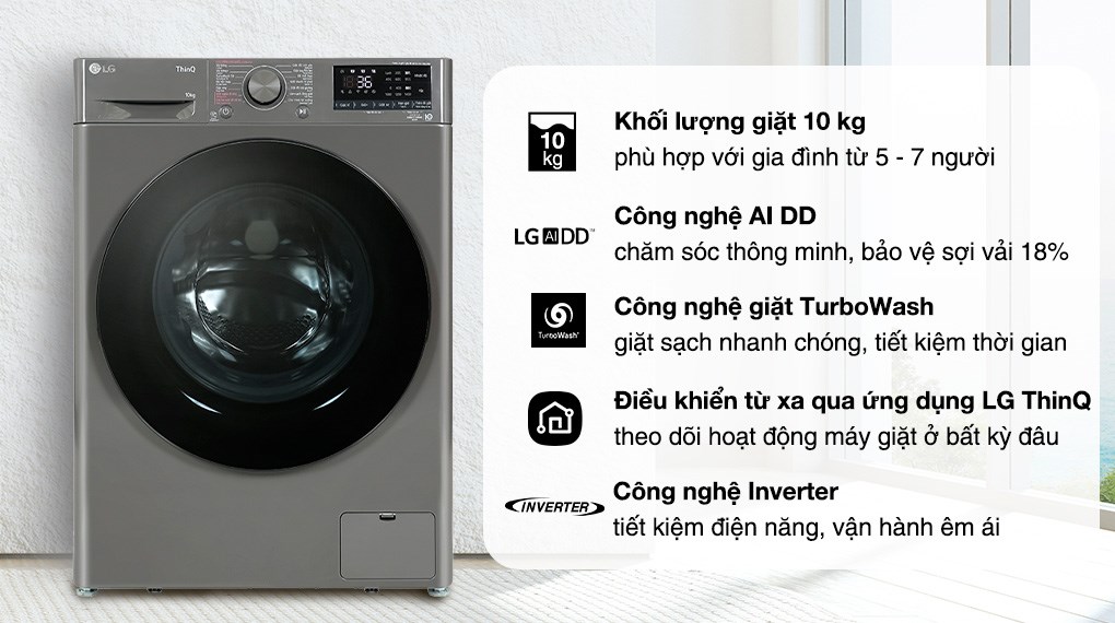 /Máy giặt LG AI DD Inverter 10 kg FV1410S4M1 