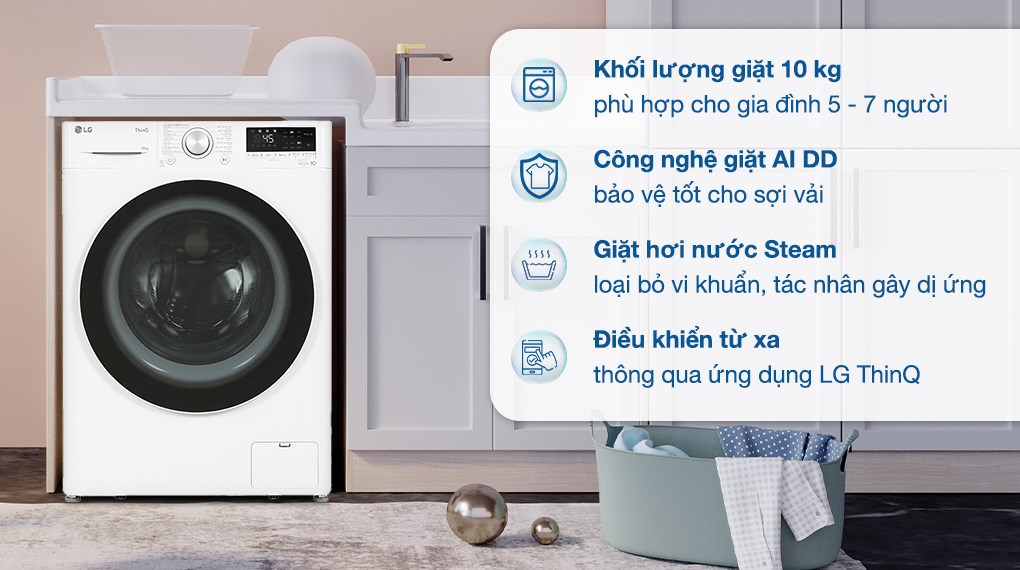 /Máy giặt LG AI DD Inverter 10 kg FV1410S4W1 