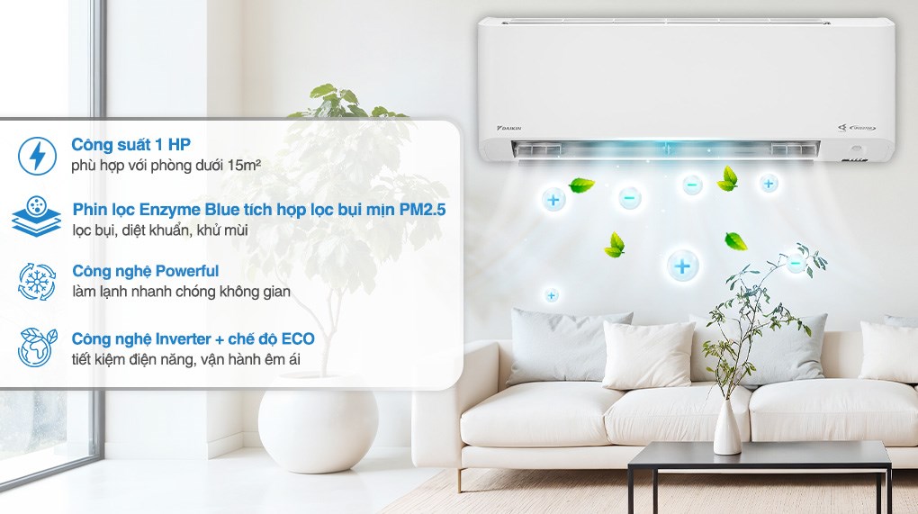 /Điều hoà Daikin 1 chiều Inverter 9000BTU FTKY25ZVMV 2025