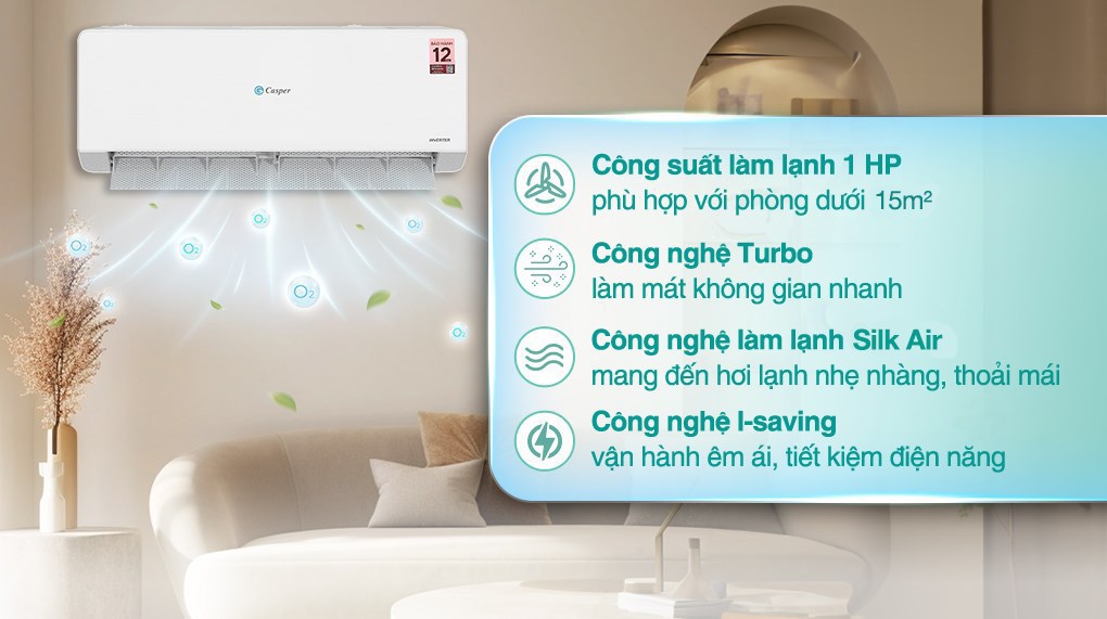 /Điều hòa CASPER 1 chiều Inverter TC-09IS36 9.000BTU
