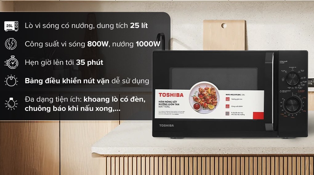 /Lò vi sóng có nướng Toshiba MW3-MG25PE(BK) 25 lít