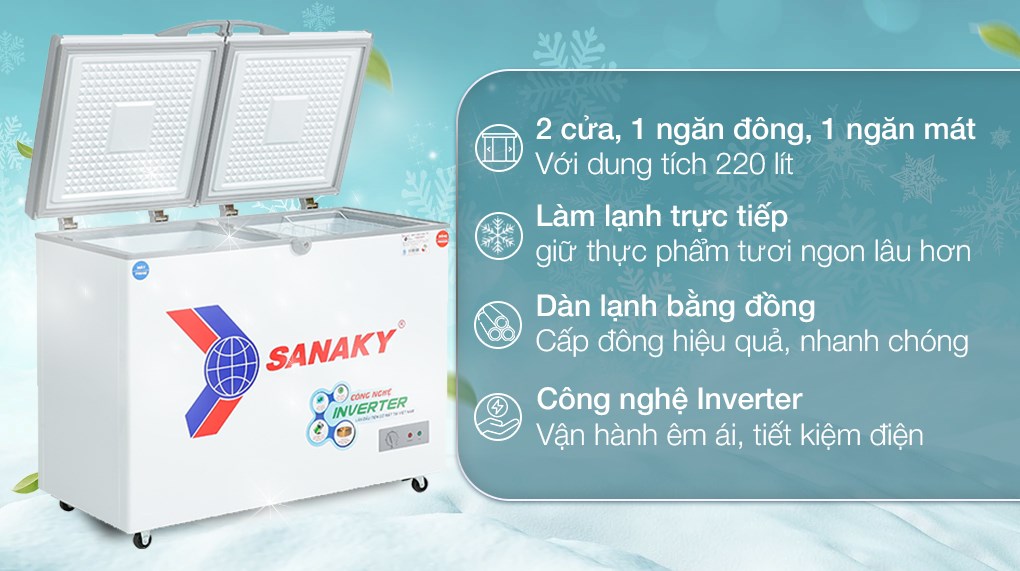 /Tủ đông Sanaky Inverter 220 lít VH-2899W3