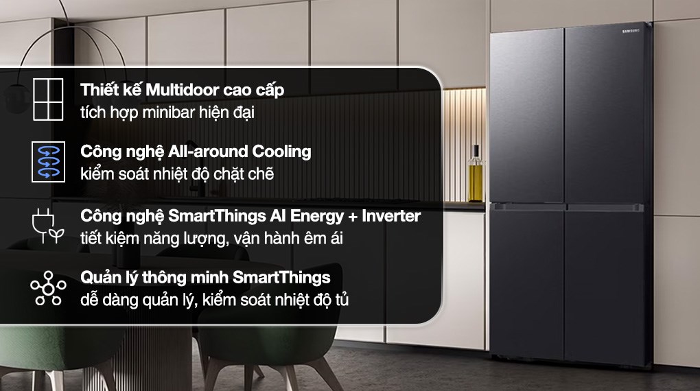 /Tủ lạnh Samsung Inverter 648 lít Multi Door RF59C766FB1/SV