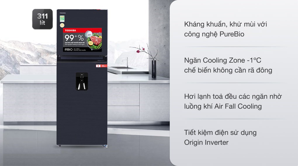 /Tủ lạnh Toshiba Inverter 311 lít GR-RT395WE-PMV(06)