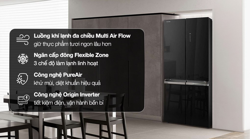 /Tủ lạnh Toshiba Inverter 515 lít Multi Door GR-RF665WIA-PGV(22)-XK