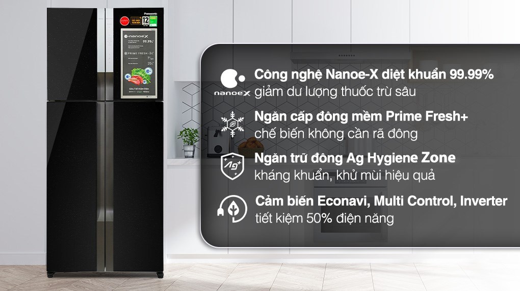 /Tủ lạnh Panasonic Inverter 550 lít Multi Door NR-DZ601YGKV
