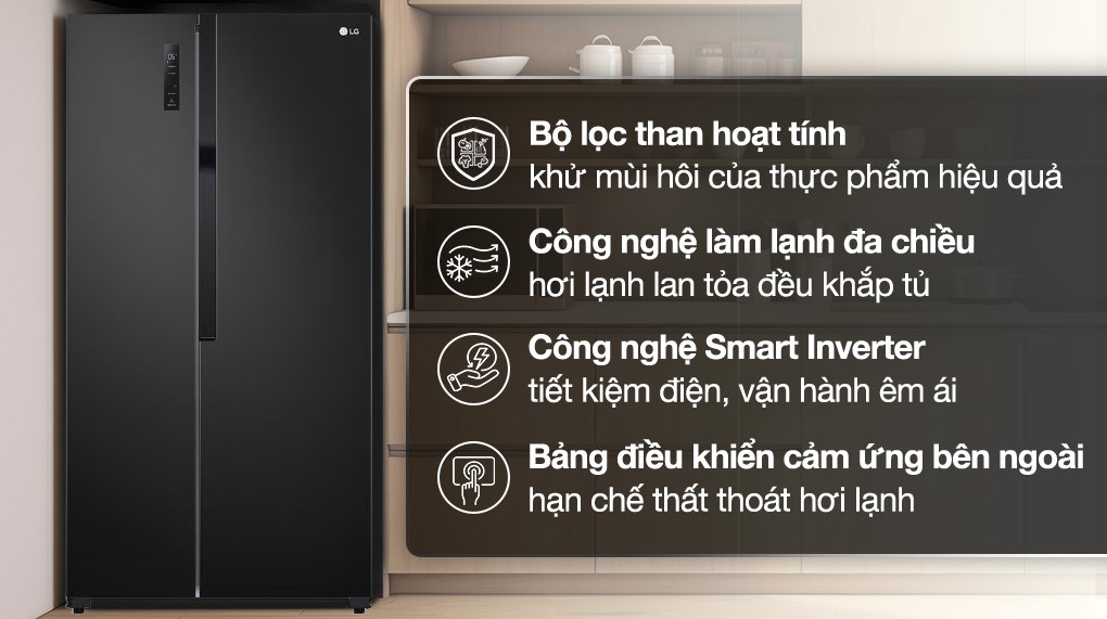 /Tủ lạnh LG Inverter 519 lít Side By Side GR-B256BL