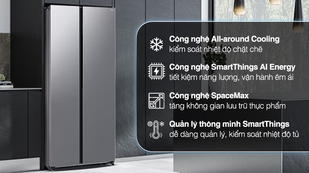 /Tủ lạnh Samsung Inverter 583 lít Side By Side RS57DG400EM9SV