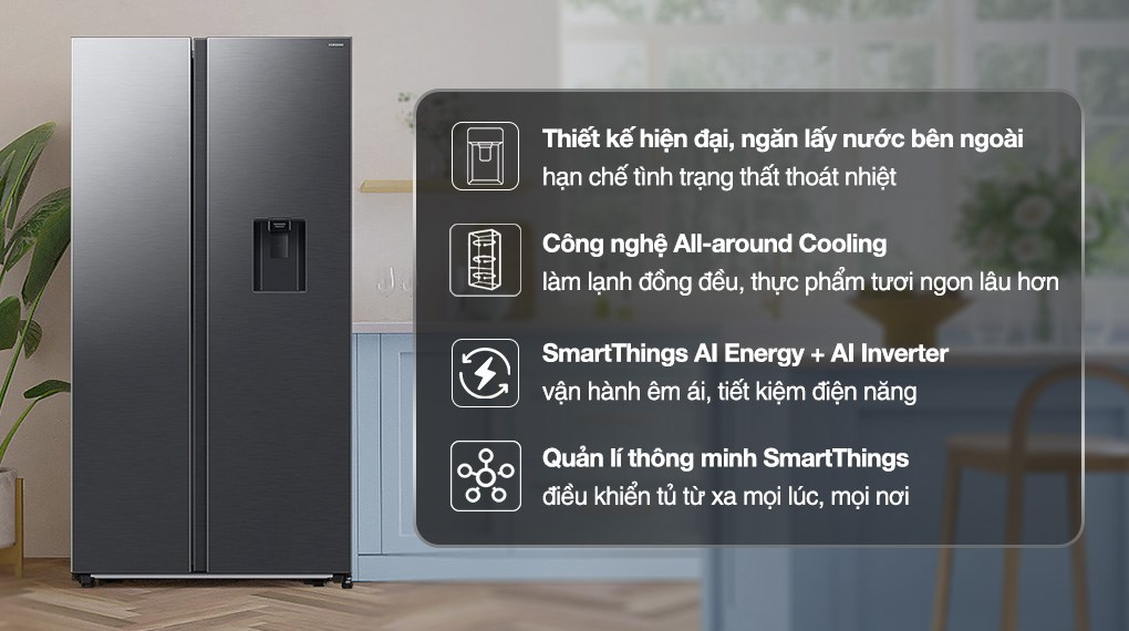 /Tủ lạnh Samsung Inverter 578 lít Side By Side RS57DG410EB4SV