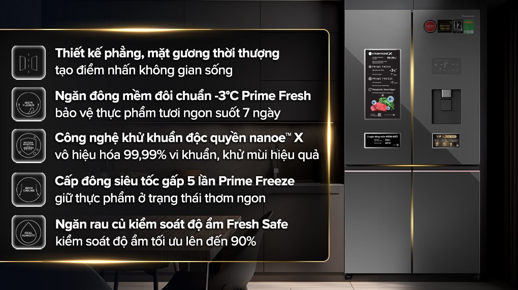 /Tủ lạnh Panasonic Inverter 621 lít PRIME+ Edition Multi Door NR-XY680YMMV