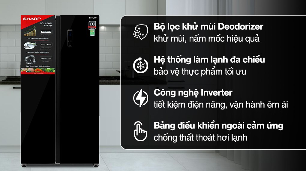 /Tủ lạnh Sharp Inverter 532 lít Side By Side SJ-SBX530VG-BK